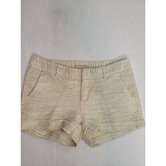 Banana Republic Tweed Micro Shorts Sz 2 Textured Pockets Cream Ecru Office Siren - Picture 2 of 9